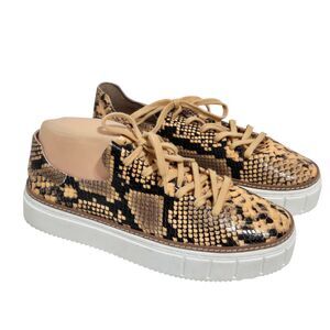 Vince Camuto Karshey Sneakers Womens 9M/40 Snakeskin Leather Platform Orange